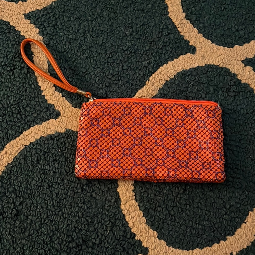Orange and purple wristlet like new with inner pocket